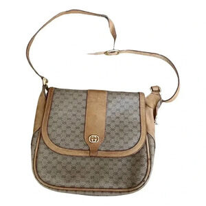 AUTHENTICATED GUCCI Vintage GG Web PVC Canvas Browns Crossbody Shoulder purse